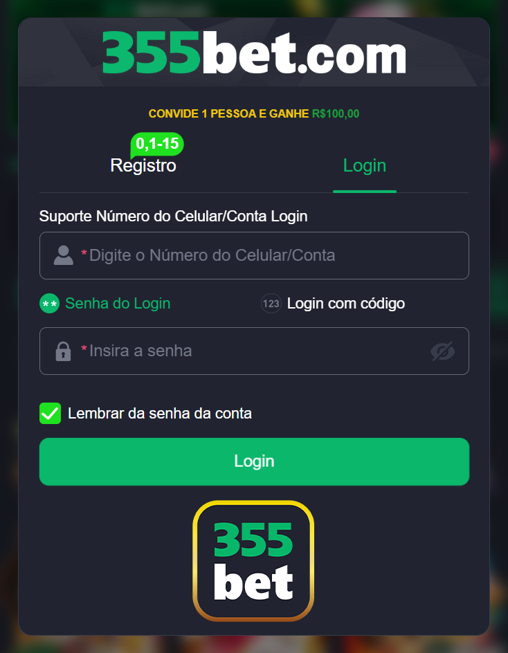 Login competitivo na 355bet.com